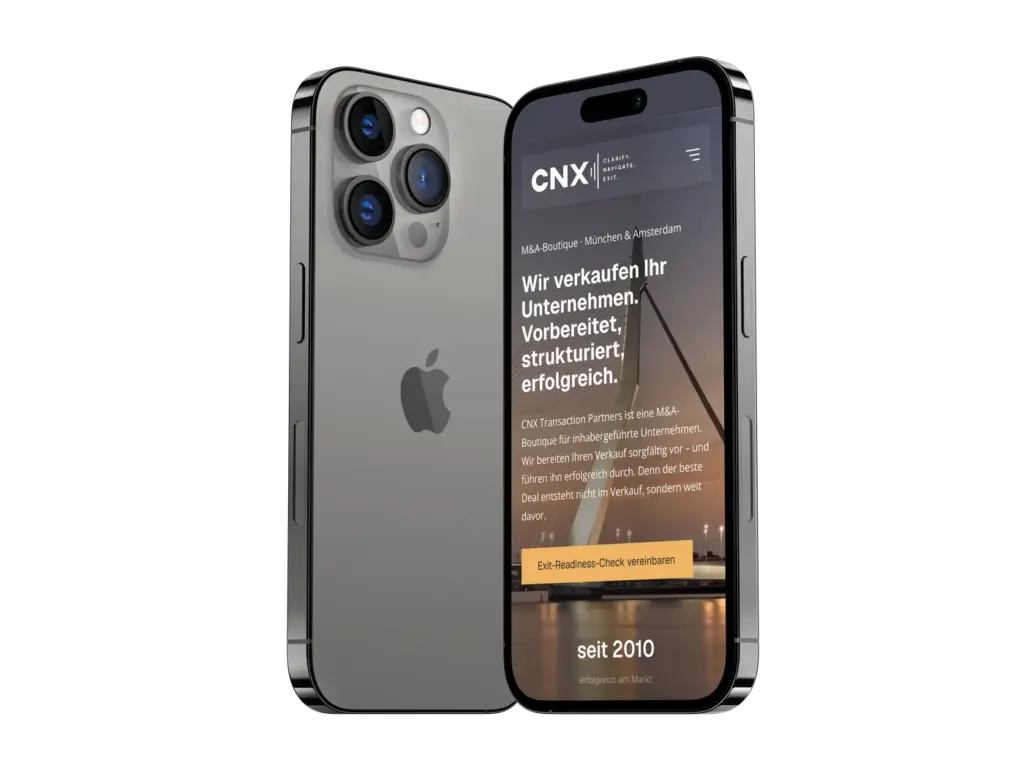 Neue Website von CNX Transaction Partners auf dem iPhone