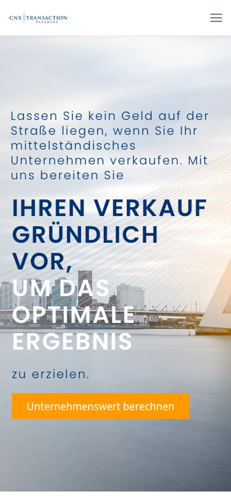 Alte Website von CNX Transaction Partners auf dem Smartphone